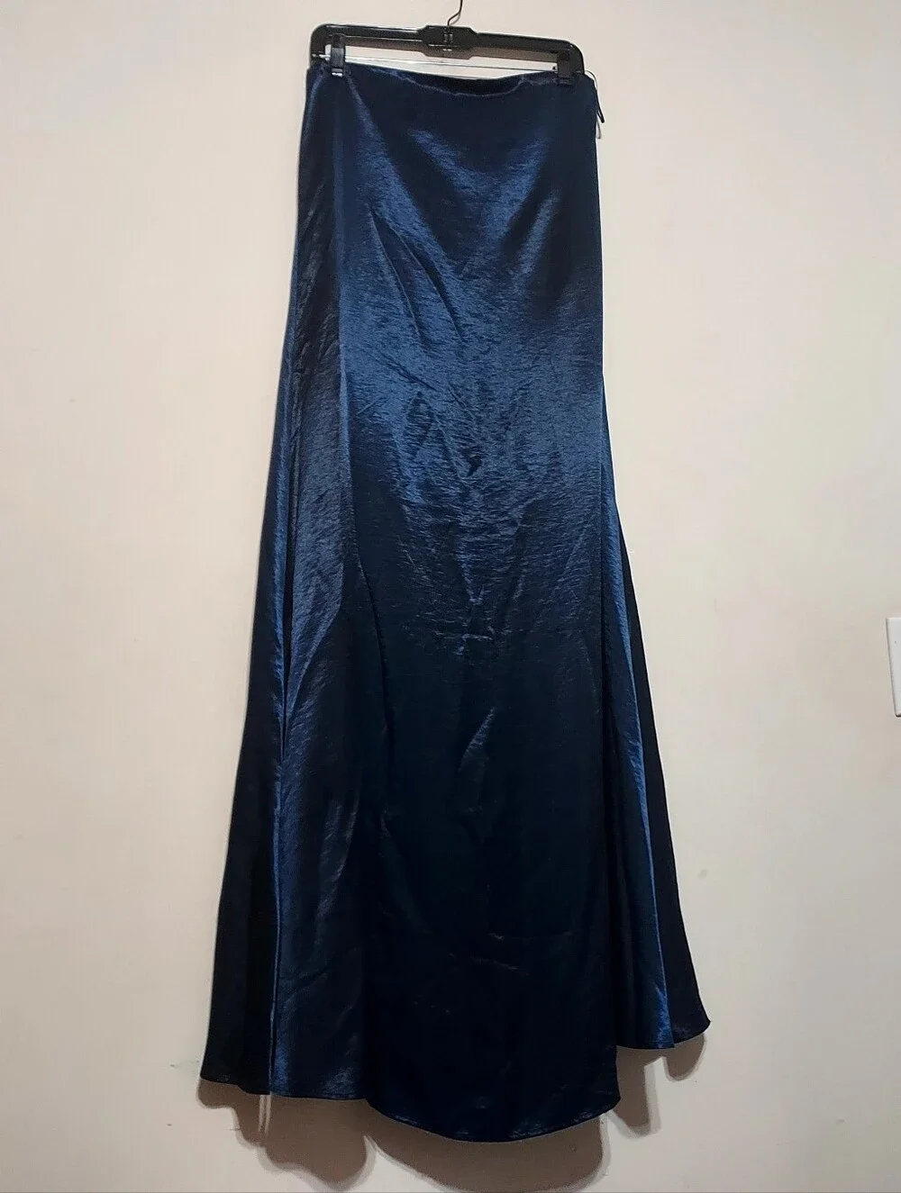 Abercrombie & Fitch Strapless Navy Satin Maxi Gown Sz-L